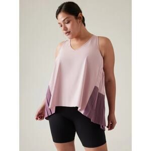 Athleta Swing Forward Pleated Stretch Tank Smoked Top Mauve Womens Size XS